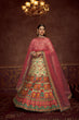 Load image into Gallery viewer, Beige Pink And Multicolored Embroiderey Work With Print Work Art Silk Wedding Festival Lehenga ClothsVilla