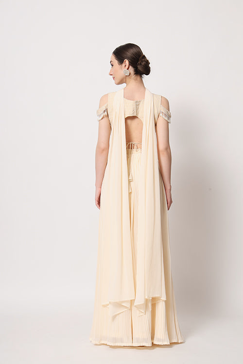Beige Georgette Crush Pattern On Lehenga Choli ClothsVilla.com