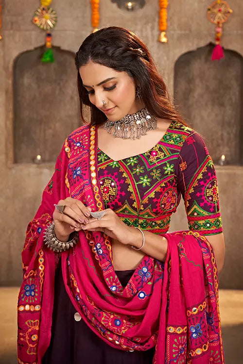 Best Exclusive Embroidered with Mirror Work Navratri Chaniya Choli ClothsVilla.com