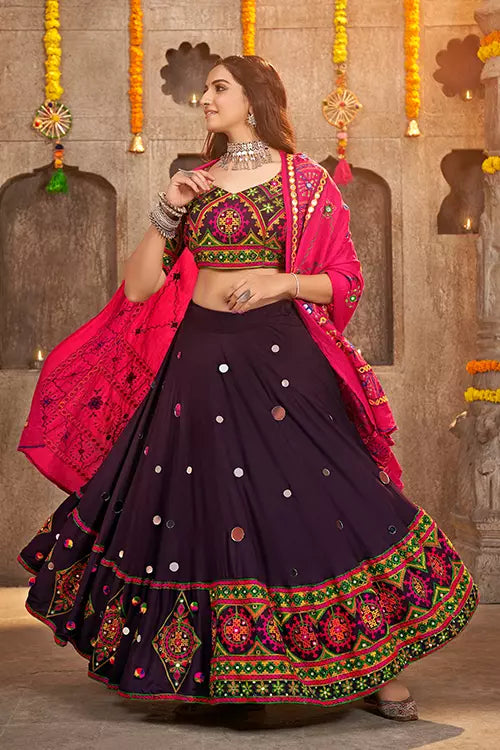 Best Exclusive Embroidered with Mirror Work Navratri Chaniya Choli ClothsVilla.com