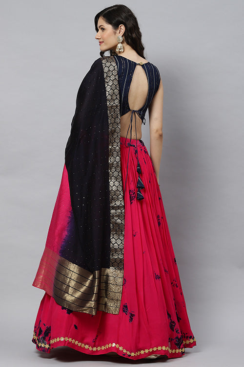 Best Indian Designer Traditional Silk Pink Lehenga Choli Collection ClothsVilla.com