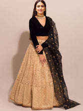Load image into Gallery viewer, Black Color Embroidery Work Net Lehenga Choli Set With Dupatta Clothsvilla