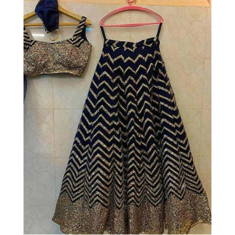 Black Colored Faux Georgette Embroidery Work Lehenga Choli ClothsVilla Main image