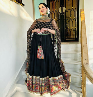 Black Anarkali Gown In Georgette With Embroidery Work Clothsvilla