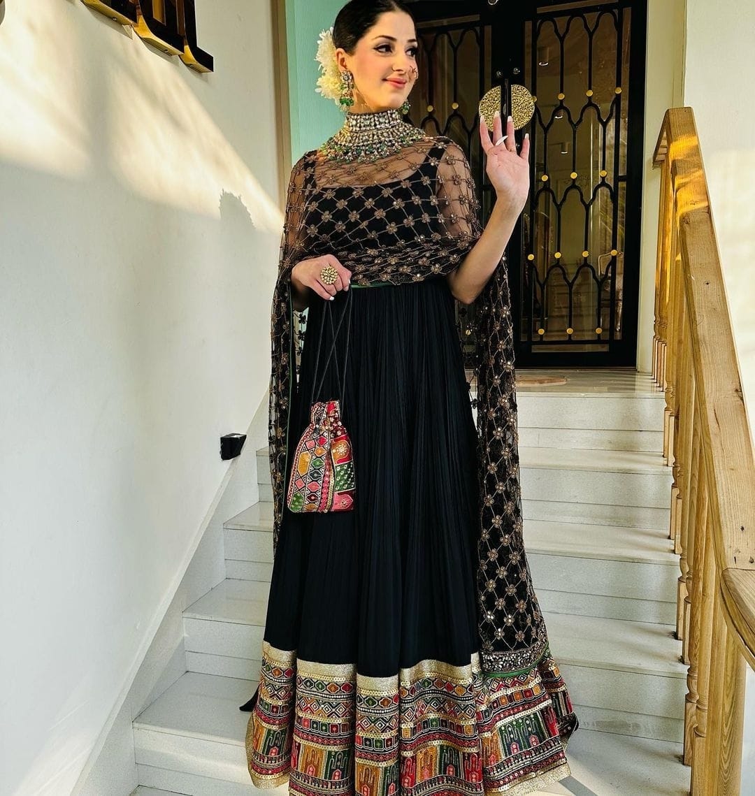 Black Anarkali Gown In Georgette With Embroidery Work Clothsvilla