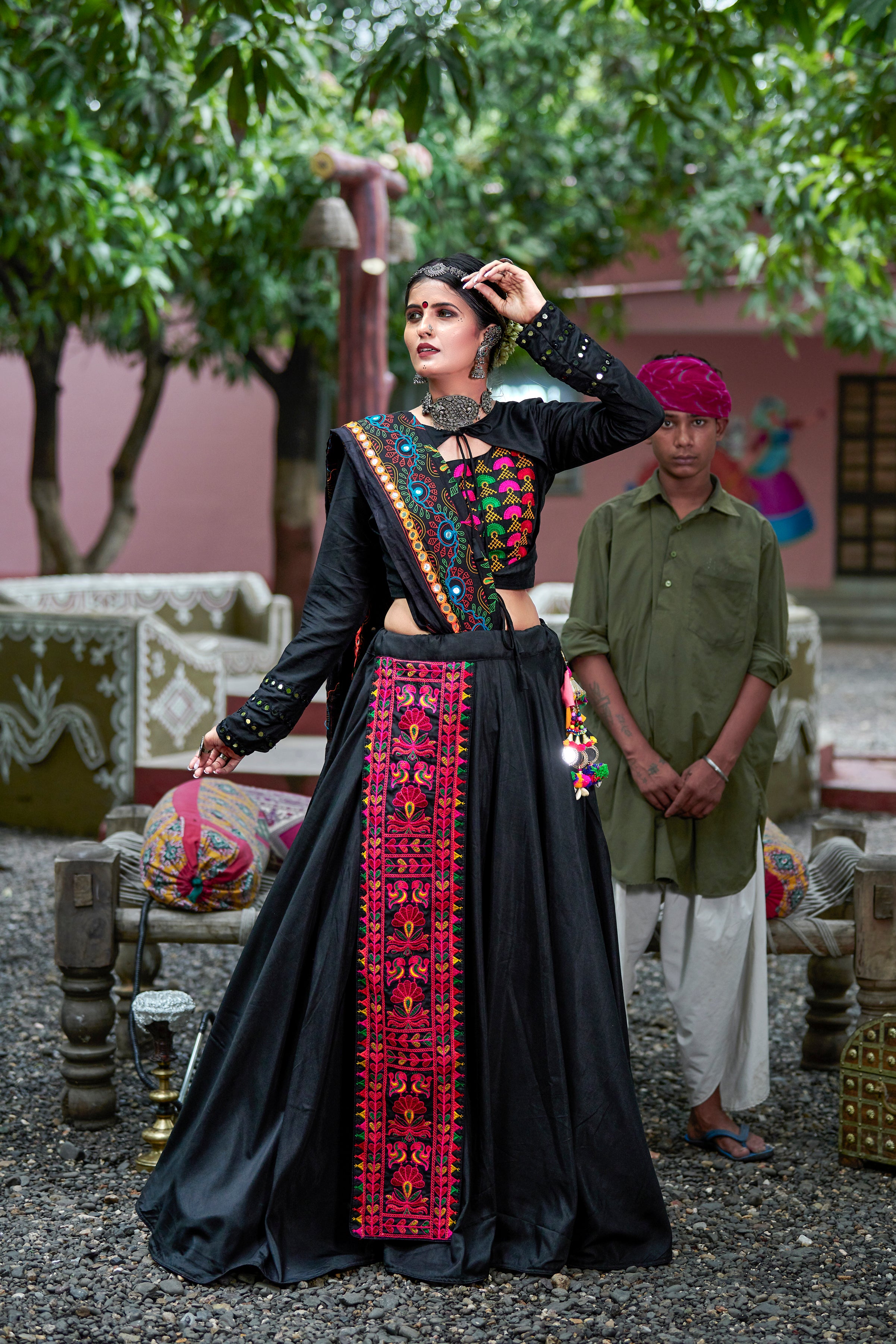 Black Color Embroidered Lehenga Choli For Navratri ClothsVilla