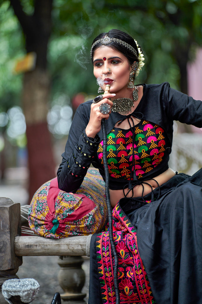Black Color Embroidered Lehenga Choli For Navratri ClothsVilla