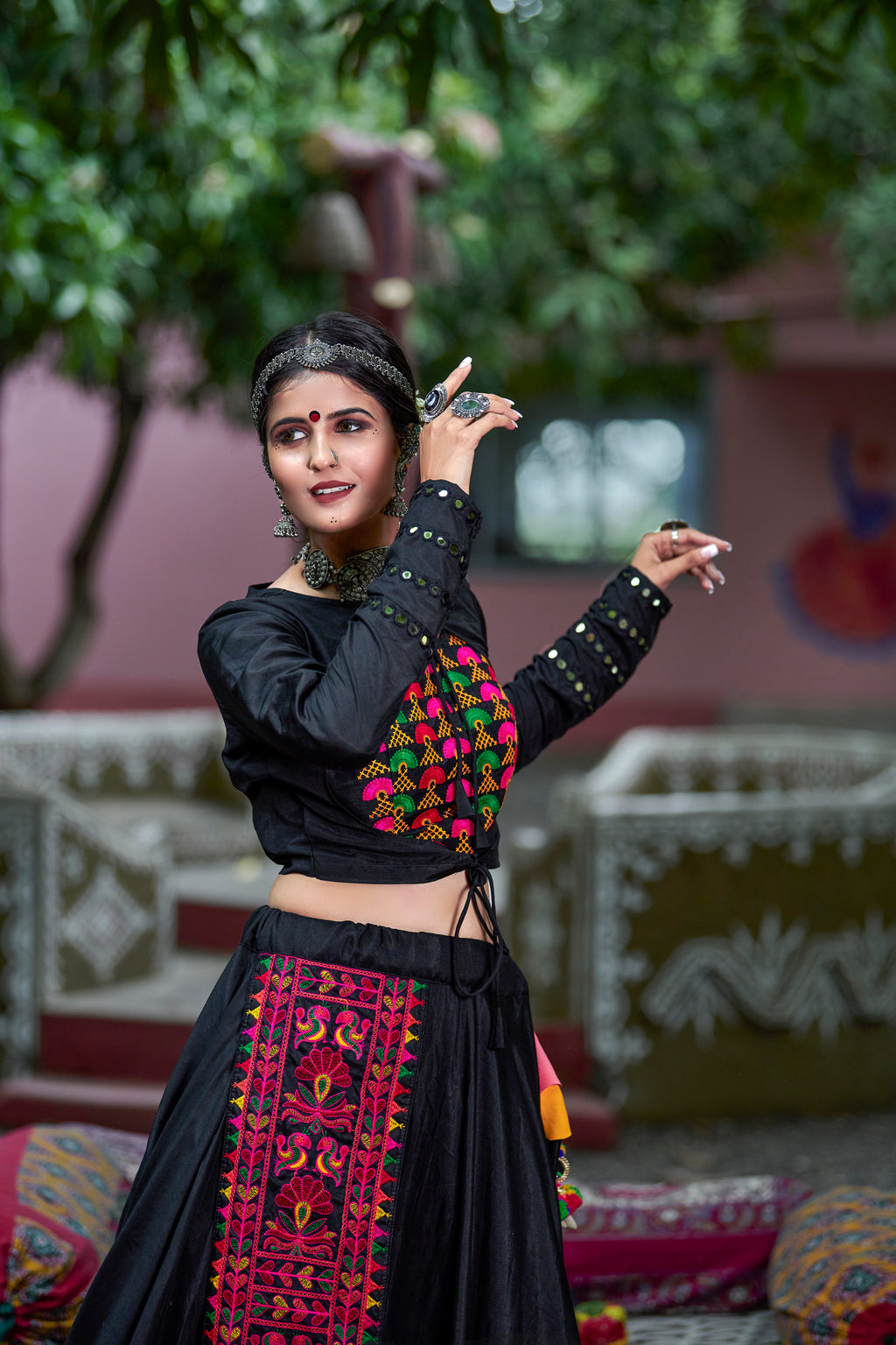 Black Color Embroidered Lehenga Choli For Navratri ClothsVilla
