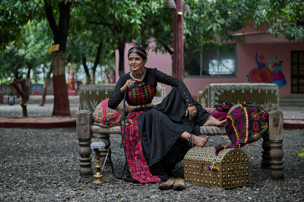Black Color Embroidered Lehenga Choli For Navratri ClothsVilla