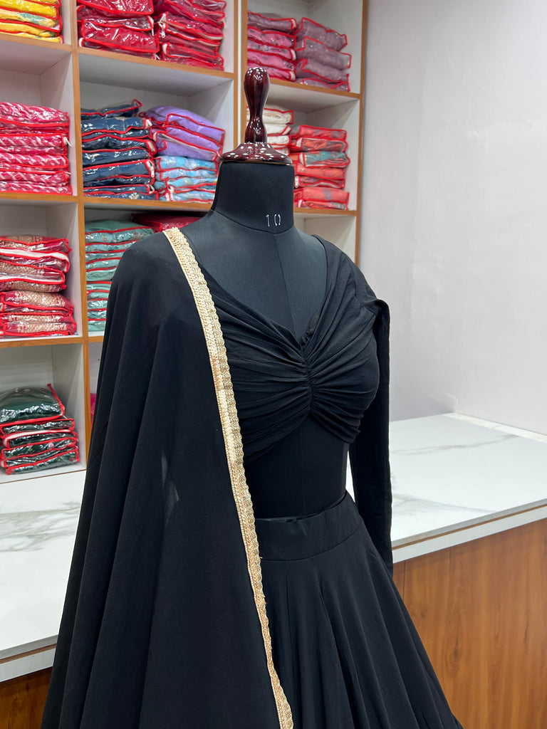 Black Color Trending Lehenga Choli With Stitching and Dupatta Clothsvilla