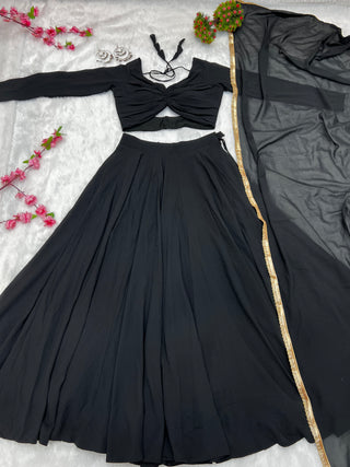 Black Color Trending Lehenga Choli With Stitching and Dupatta Clothsvilla