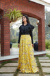 Load image into Gallery viewer, Black Cotton Fancy Shirt Style Top With Floral Printed Skirt ClothsVilla