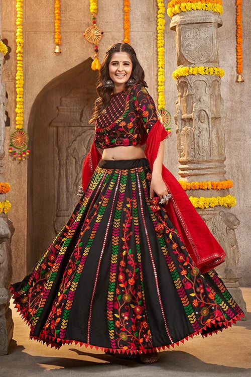 Black Color Plain Cotton Navaratri Chaniya Choli – garment villa