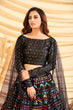 Load image into Gallery viewer, Black Pigment Foil Printed Taffeta Silk Semi Stitched Partywear Lehenga ClothsVilla