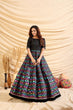 Load image into Gallery viewer, Black Pigment Foliage Taffeta Silk Party Wear Gown Semi Stitched ClothsVilla