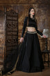 Load image into Gallery viewer, Black Satin Silk Partywear Lehenga Choli With Dupatta ClothsVilla