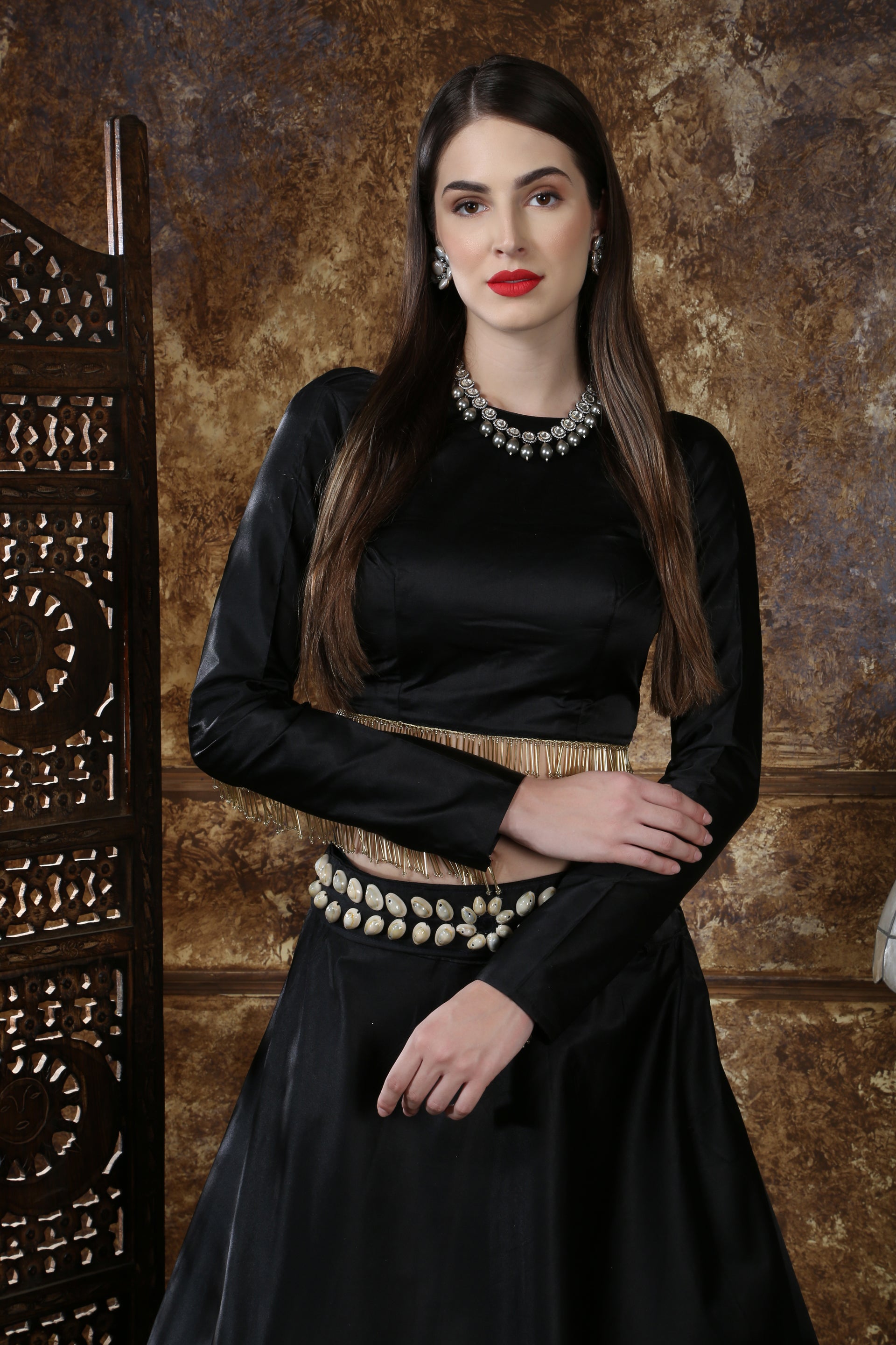 Black Satin Silk Partywear Lehenga Choli With Dupatta ClothsVilla
