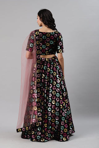 Black Sequins Embroidered Buy Indian Lehenga Choli Collection ClothsVilla.com