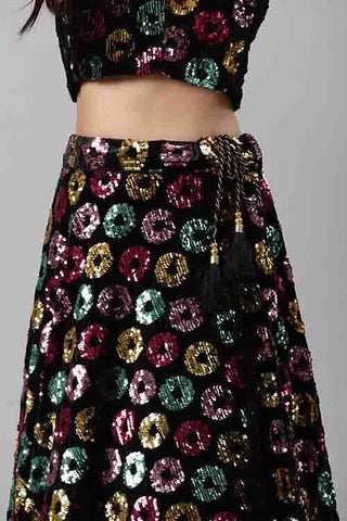 Black Sequins Embroidered Buy Indian Lehenga Choli Collection ClothsVilla.com