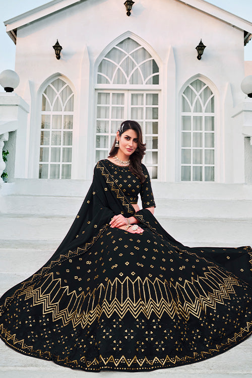 Black Designer Exclusive Latest Designer Lehenga Choli ClothsVilla.com