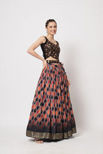 Load image into Gallery viewer, Black Georgette Print With Sequins Embroidered Work Lehenga Choli ClothsVilla.com