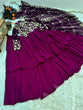 Load image into Gallery viewer, Blissful Ruffle Style Wine Color Ready To Wear Party Wear Saree Clothsvilla