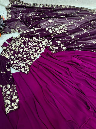 Blissful Ruffle Style Wine Color Ready To Wear Party Wear Saree Clothsvilla