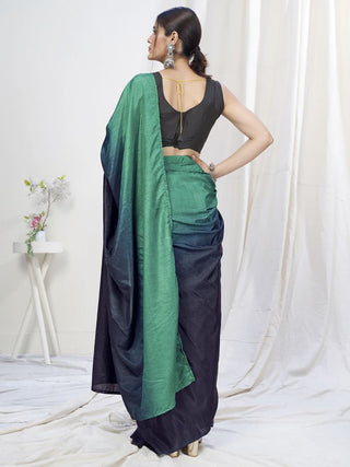 Blue-Teal Ready to Wear One Minute Lycra Saree ClothsVilla
