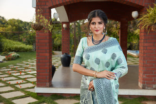 Blue Art Banarasi Silk Woven Saree With Blouse ClothsVilla