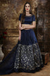 Load image into Gallery viewer, Blue Embroidered Organza Semi Stitched Lehenga Choli ClothsVilla