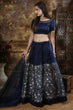 Load image into Gallery viewer, Blue Embroidered Organza Semi Stitched Lehenga Choli ClothsVilla