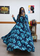 Load image into Gallery viewer, Blue Faux Georgette Floral Dream Anarkali Gown with Digital Print ClothsVilla