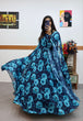 Load image into Gallery viewer, Blue Faux Georgette Floral Dream Anarkali Gown with Digital Print ClothsVilla