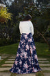 Load image into Gallery viewer, Blue Floral Crepe Indo Western Ready To Wear Skirt With Crop Top ClothsVilla