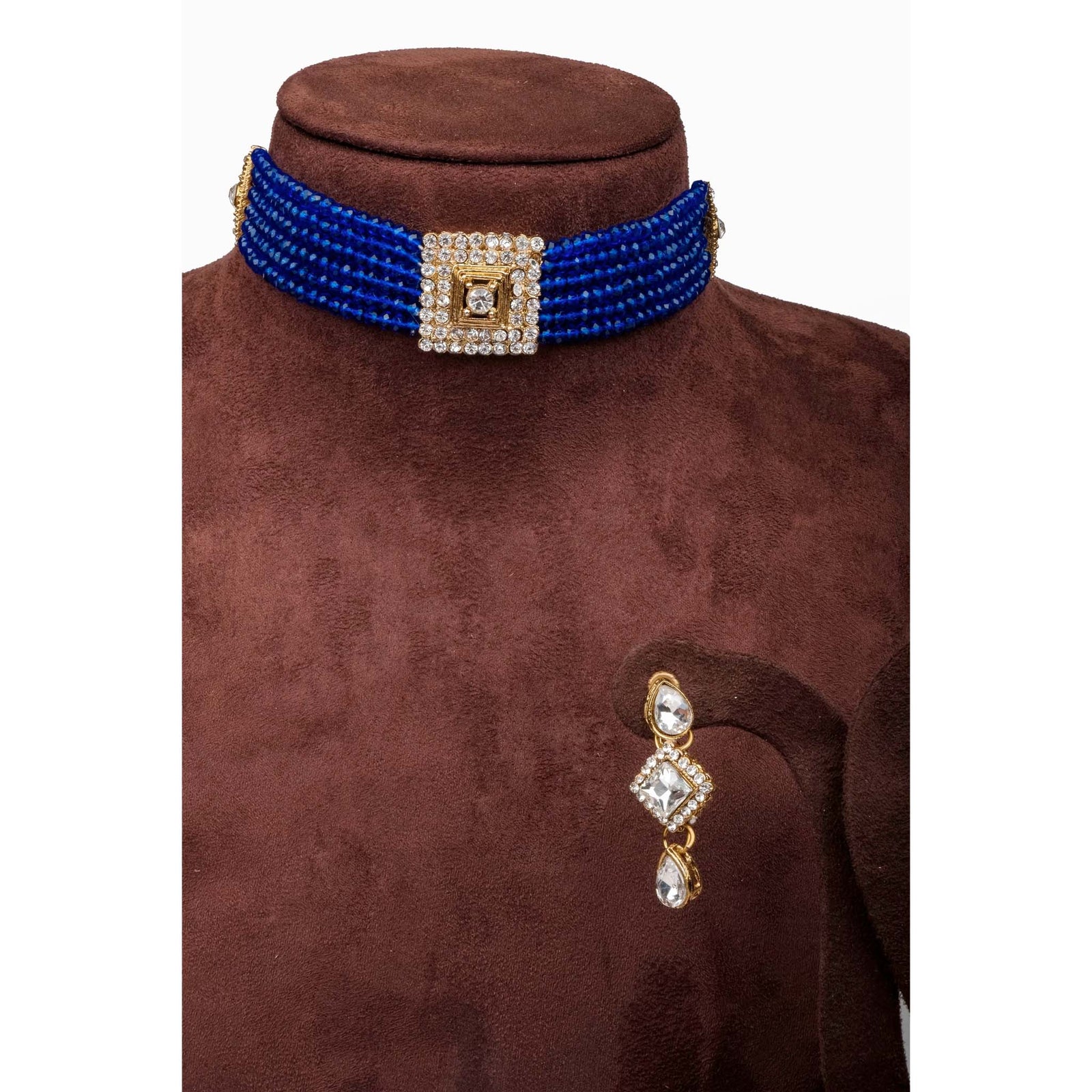 Blue Pearl with Italian Dimond Necklace Alloy Jewel Set ClothsVilla