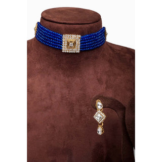 Blue Pearl with Italian Dimond Necklace Alloy Jewel Set ClothsVilla