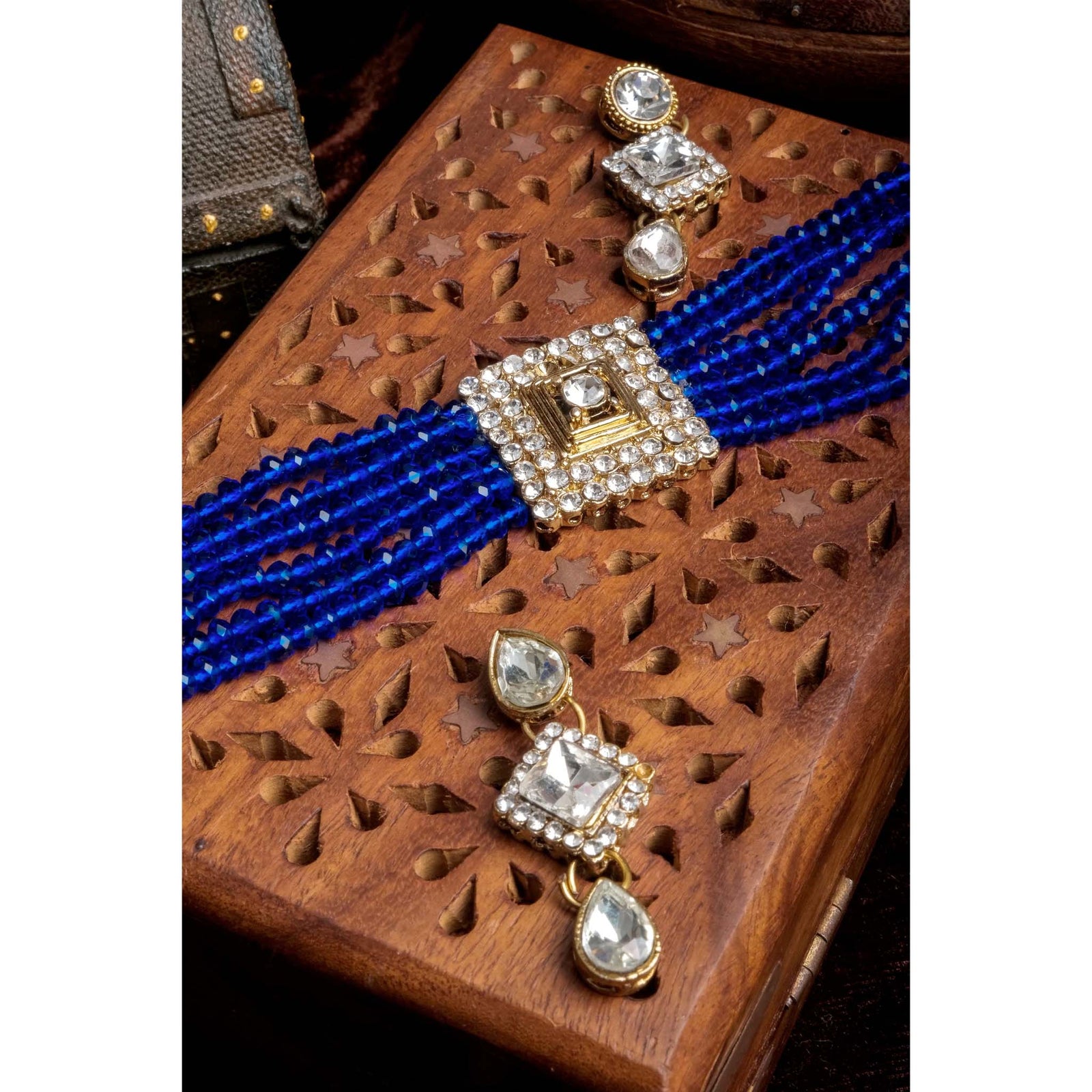 Blue Pearl with Italian Dimond Necklace Alloy Jewel Set ClothsVilla