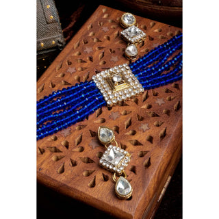 Blue Pearl with Italian Dimond Necklace Alloy Jewel Set ClothsVilla