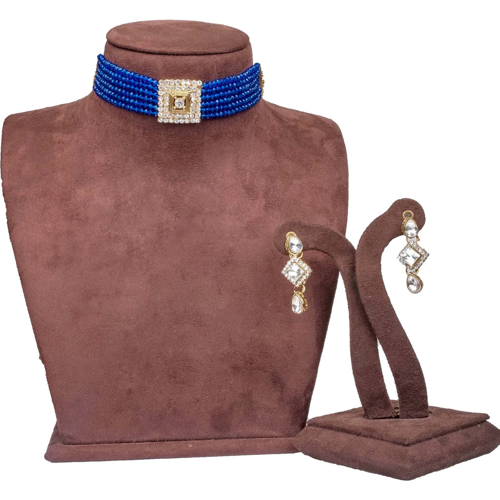Blue Pearl with Italian Dimond Necklace Alloy Jewel Set ClothsVilla