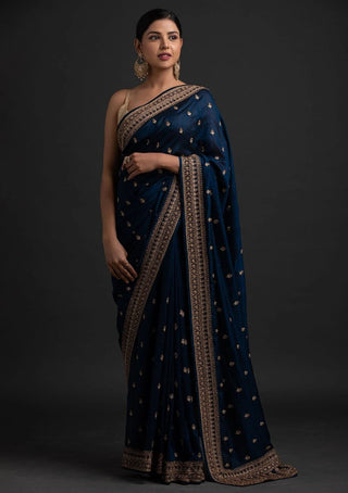 Blue Saree in Vichitra Silk with Dori And Sequence Work Clothsvilla