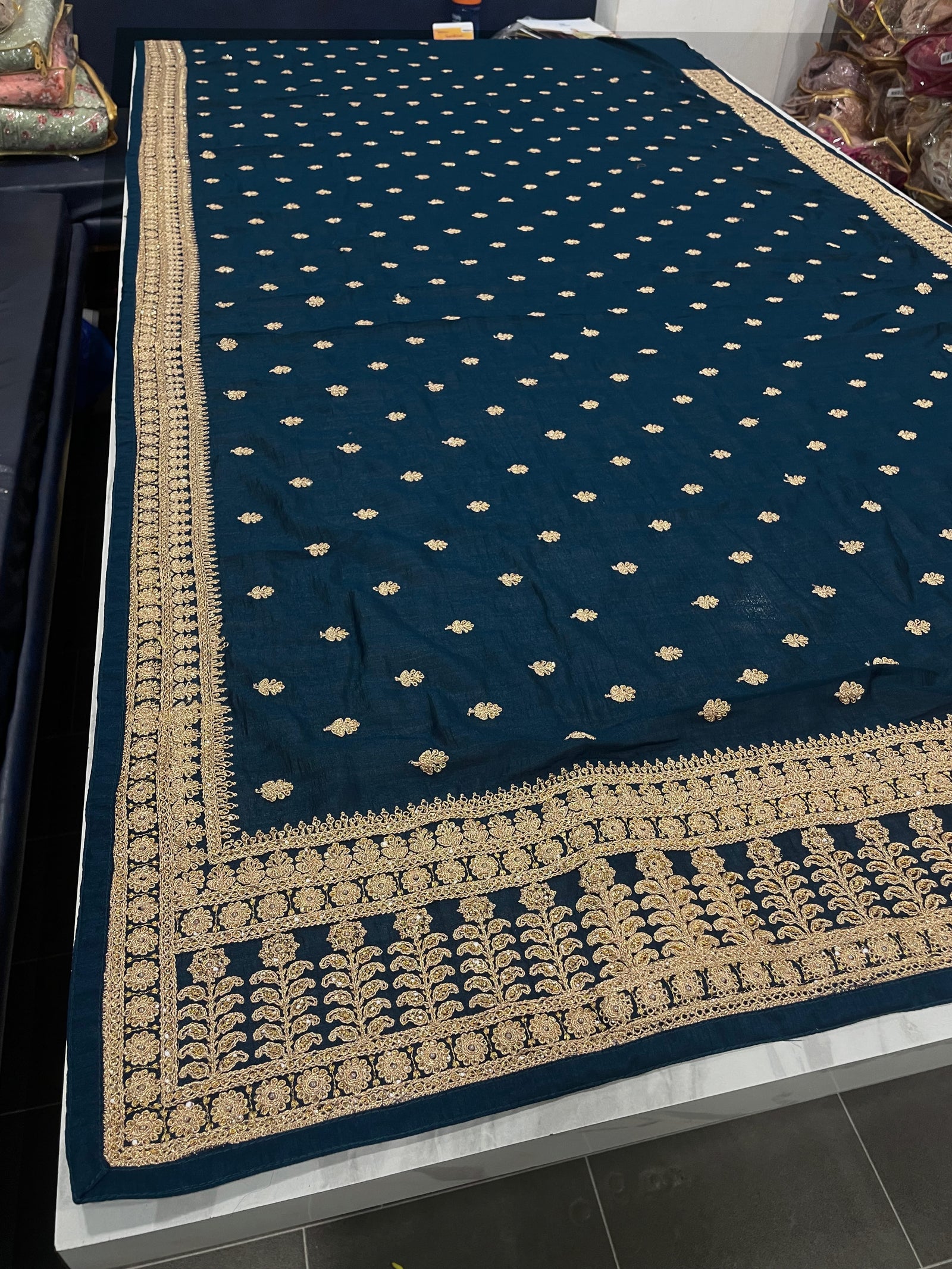 Blue Saree in Vichitra Silk with Dori And Sequence Work Clothsvilla