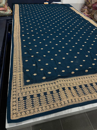 Blue Saree in Vichitra Silk with Dori And Sequence Work Clothsvilla
