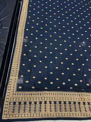 Blue Saree in Vichitra Silk with Dori And Sequence Work Clothsvilla