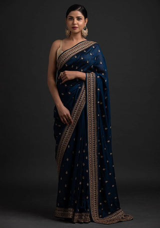 Blue Saree in Vichitra Silk with Dori And Sequence Work Clothsvilla