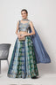 Blue Chinon Silk Print With Sequins Embroidered Work Lehenga Choli ClothsVilla.com