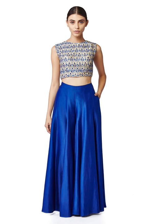 Blue Indian Art Silk Lehenga Choli For Indian Festival & Weddings - Thread Embroidery Work, Clothsvilla Main image