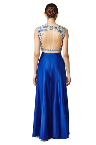 Blue Indian Art Silk Lehenga Choli For Indian Festival & Weddings - Thread Embroidery Work, Clothsvilla