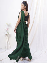 Load image into Gallery viewer, Bottle Green Pre-Stitched Blended Silk Saree ClothsVilla