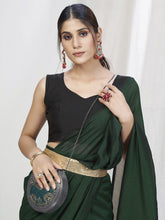 Load image into Gallery viewer, Bottle Green Ready to Wear One Minute Lycra Saree ClothsVilla