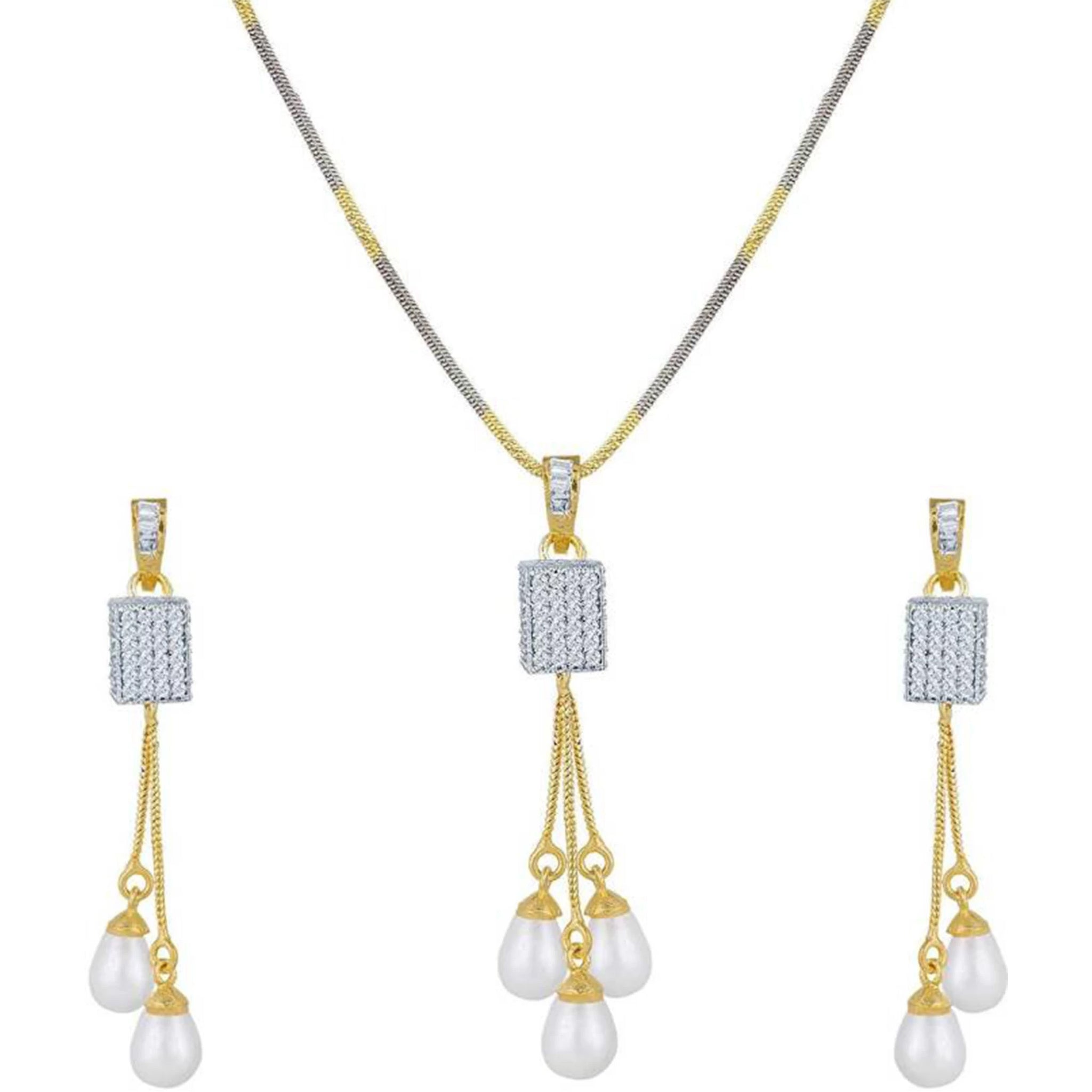 Brass Jewel Set (Gold, White) ClothsVilla Main image